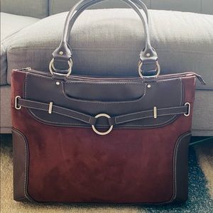 Beautiful Laptop Tote Bag Suede and Leather Bag Excellent Condition